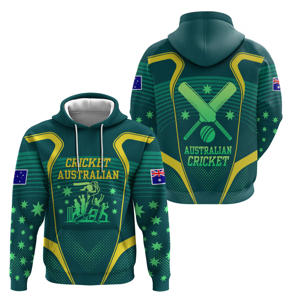 Australian Cricket Hoodie Dark Green Halftone Tech Graphic - Southern Cross Stars