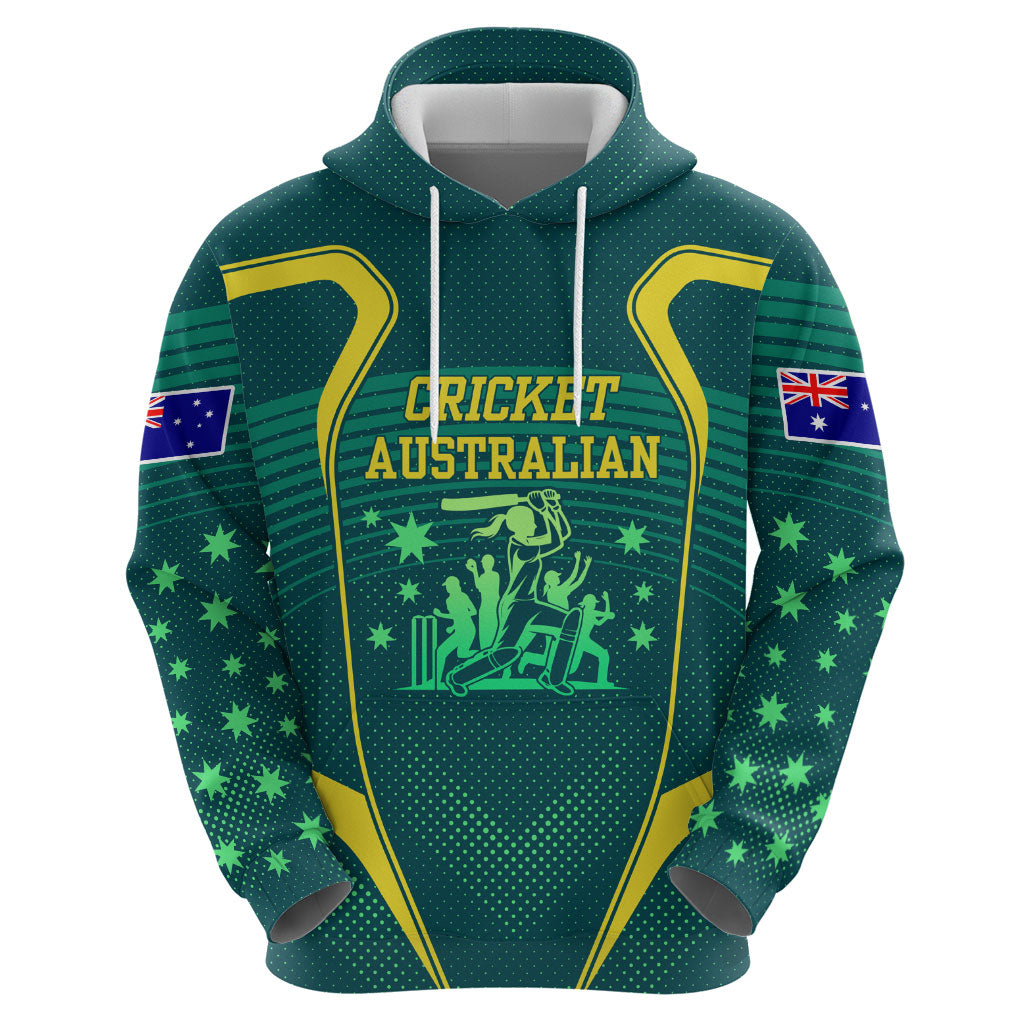 Australian Cricket Hoodie Dark Green Halftone Tech Graphic - Southern Cross Stars