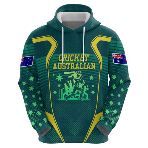 Australian Cricket Hoodie Dark Green Halftone Tech Graphic - Southern Cross Stars