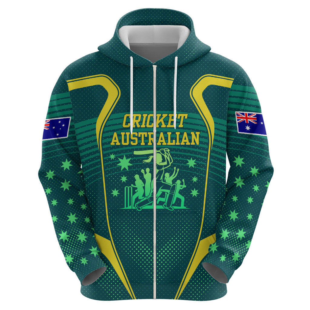 Australian Cricket Hoodie Dark Green Halftone Tech Graphic - Southern Cross Stars