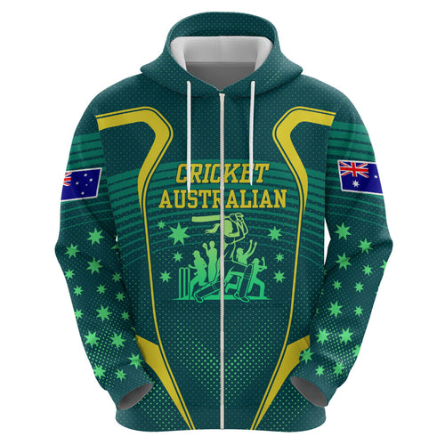 Australian Cricket Hoodie Dark Green Halftone Tech Graphic - Southern Cross Stars