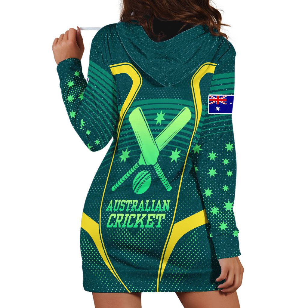 Australian Cricket Hoodie Dress Dark Green Halftone Tech Graphic - Southern Cross Stars