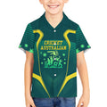 Australian Cricket Kid Hawaiian Shirt Dark Green Halftone Tech Graphic - Southern Cross Stars