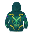 Australian Cricket Kid Hoodie Dark Green Halftone Tech Graphic - Southern Cross Stars