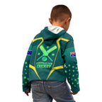Australian Cricket Kid Hoodie Dark Green Halftone Tech Graphic - Southern Cross Stars