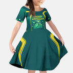 Australian Cricket Kid Short Sleeve Dress Dark Green Halftone Tech Graphic - Southern Cross Stars