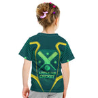 Australian Cricket Kid T Shirt Dark Green Halftone Tech Graphic - Southern Cross Stars