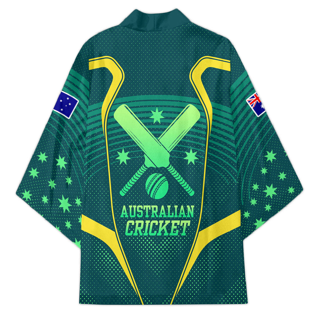 Australian Cricket Kimono Dark Green Halftone Tech Graphic - Southern Cross Stars