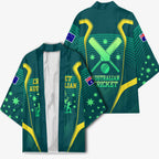 Australian Cricket Kimono Dark Green Halftone Tech Graphic - Southern Cross Stars