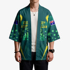 Australian Cricket Kimono Dark Green Halftone Tech Graphic - Southern Cross Stars