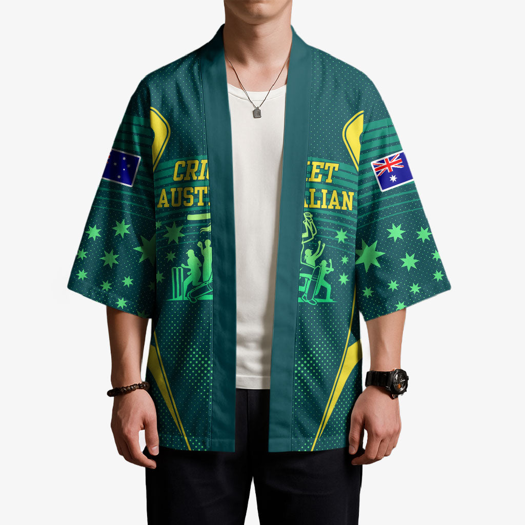 Australian Cricket Kimono Dark Green Halftone Tech Graphic - Southern Cross Stars
