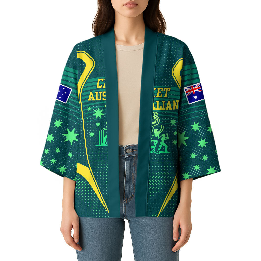 Australian Cricket Kimono Dark Green Halftone Tech Graphic - Southern Cross Stars