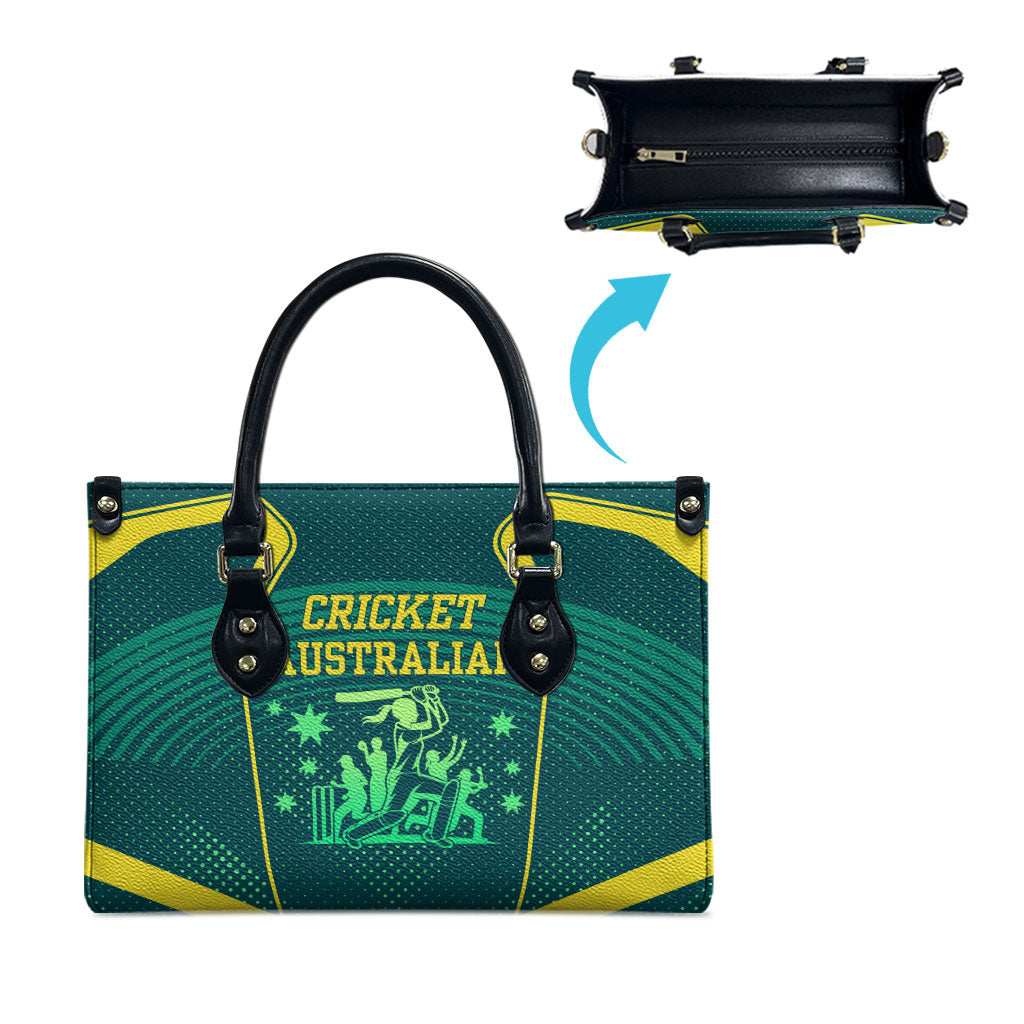 Australian Cricket Leather Bag Dark Green Halftone Tech Graphic - Southern Cross Stars