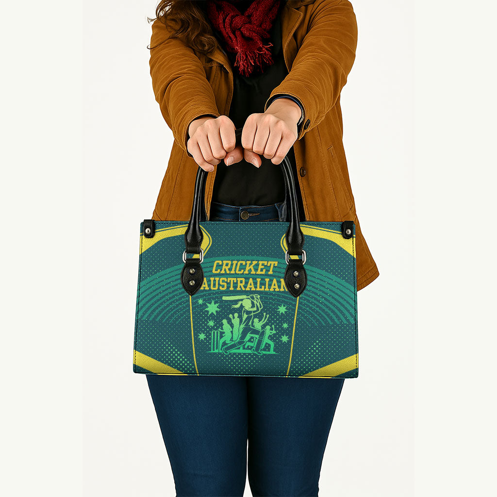 Australian Cricket Leather Bag Dark Green Halftone Tech Graphic - Southern Cross Stars