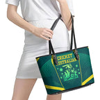 Australian Cricket Leather Tote Bag Dark Green Halftone Tech Graphic - Southern Cross Stars