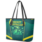 Australian Cricket Leather Tote Bag Dark Green Halftone Tech Graphic - Southern Cross Stars