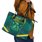Australian Cricket Leather Tote Bag Dark Green Halftone Tech Graphic - Southern Cross Stars