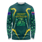 Australian Cricket Long Sleeve Shirt Dark Green Halftone Tech Graphic - Southern Cross Stars