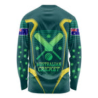 Australian Cricket Long Sleeve Shirt Dark Green Halftone Tech Graphic - Southern Cross Stars
