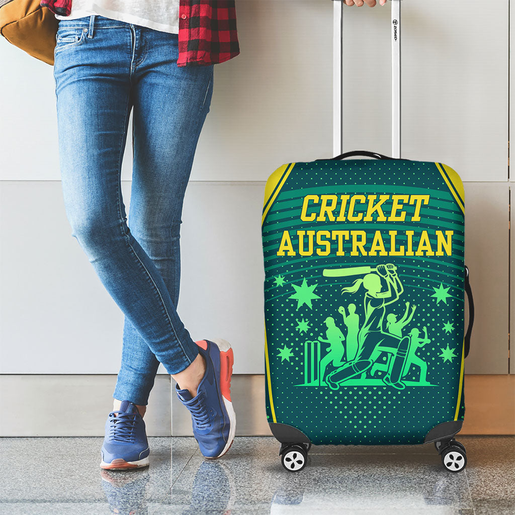 Australian Cricket Luggage Cover Dark Green Halftone Tech Graphic - Southern Cross Stars