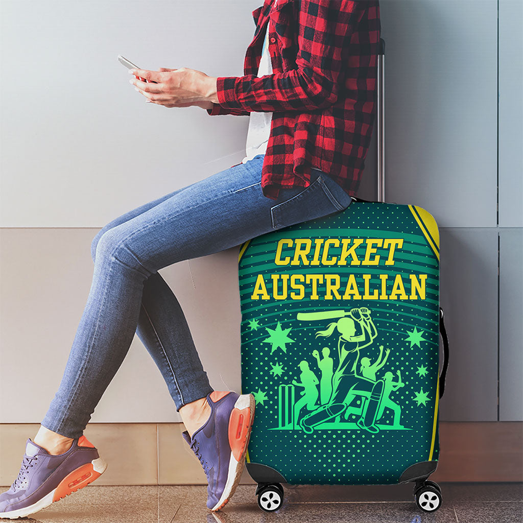 Australian Cricket Luggage Cover Dark Green Halftone Tech Graphic - Southern Cross Stars