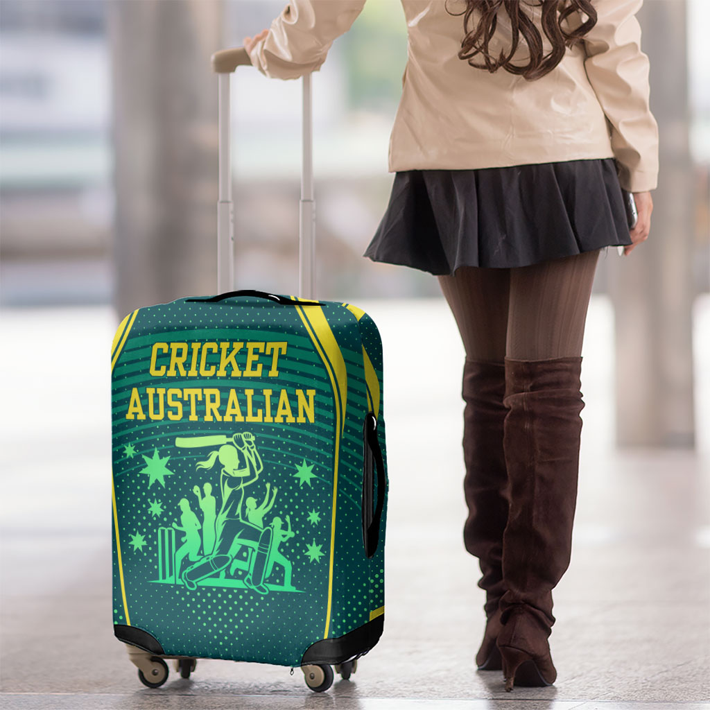 Australian Cricket Luggage Cover Dark Green Halftone Tech Graphic - Southern Cross Stars