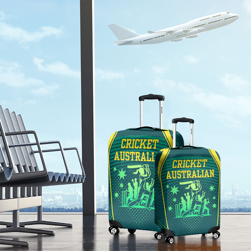 Australian Cricket Luggage Cover Dark Green Halftone Tech Graphic - Southern Cross Stars