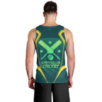Australian Cricket Men Tank Top Dark Green Halftone Tech Graphic - Southern Cross Stars