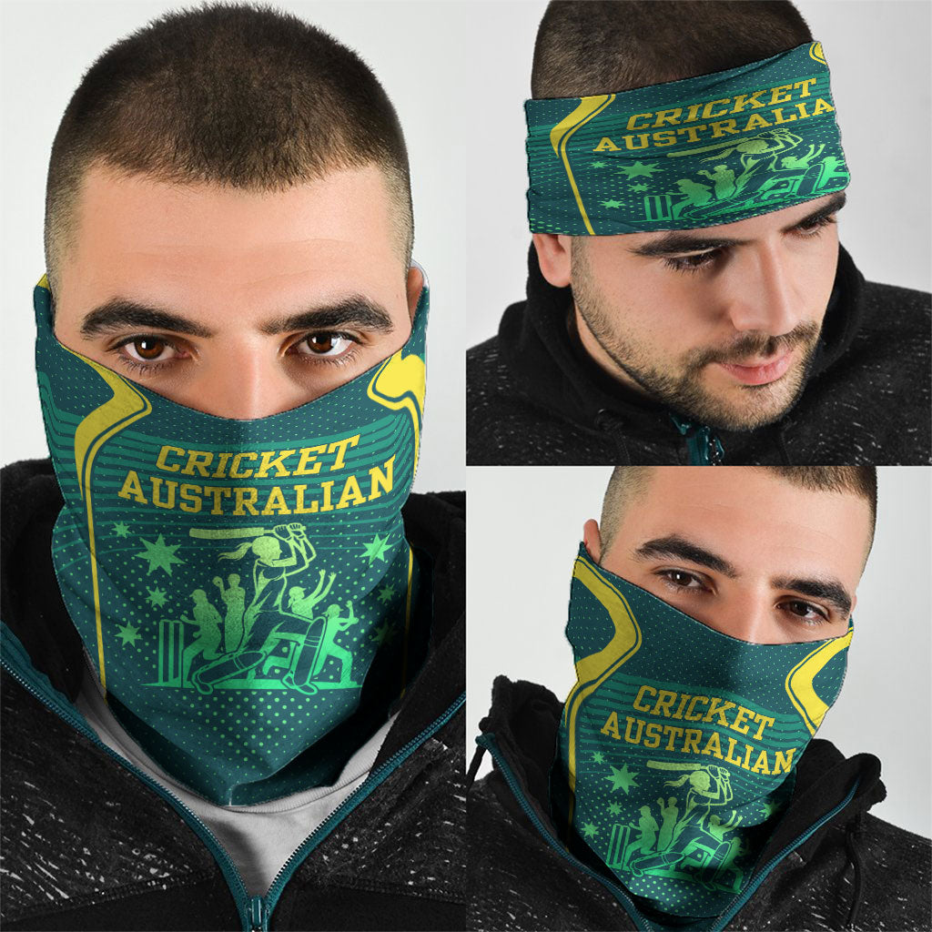 Australian Cricket Neck Gaiter Dark Green Halftone Tech Graphic - Southern Cross Stars