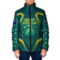 Australian Cricket Padded Jacket Dark Green Halftone Tech Graphic - Southern Cross Stars