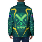 Australian Cricket Padded Jacket Dark Green Halftone Tech Graphic - Southern Cross Stars