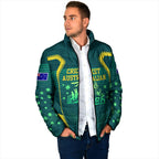 Australian Cricket Padded Jacket Dark Green Halftone Tech Graphic - Southern Cross Stars