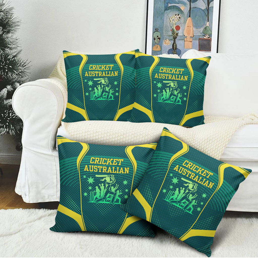 Australian Cricket Pillow Cover Dark Green Halftone Tech Graphic - Southern Cross Stars