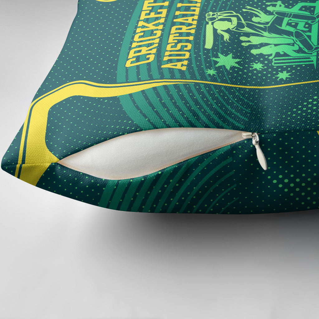 Australian Cricket Pillow Cover Dark Green Halftone Tech Graphic - Southern Cross Stars