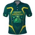 Australian Cricket Polo Shirt Dark Green Halftone Tech Graphic - Southern Cross Stars