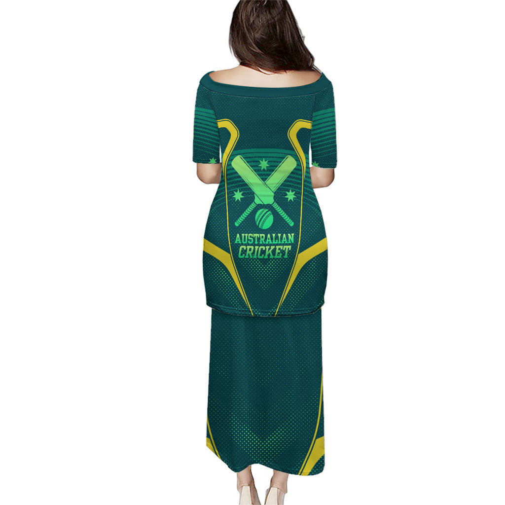 Australian Cricket Puletasi Dark Green Halftone Tech Graphic - Southern Cross Stars