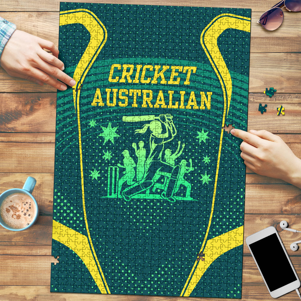 Australian Cricket Puzzle Dark Green Halftone Tech Graphic - Southern Cross Stars