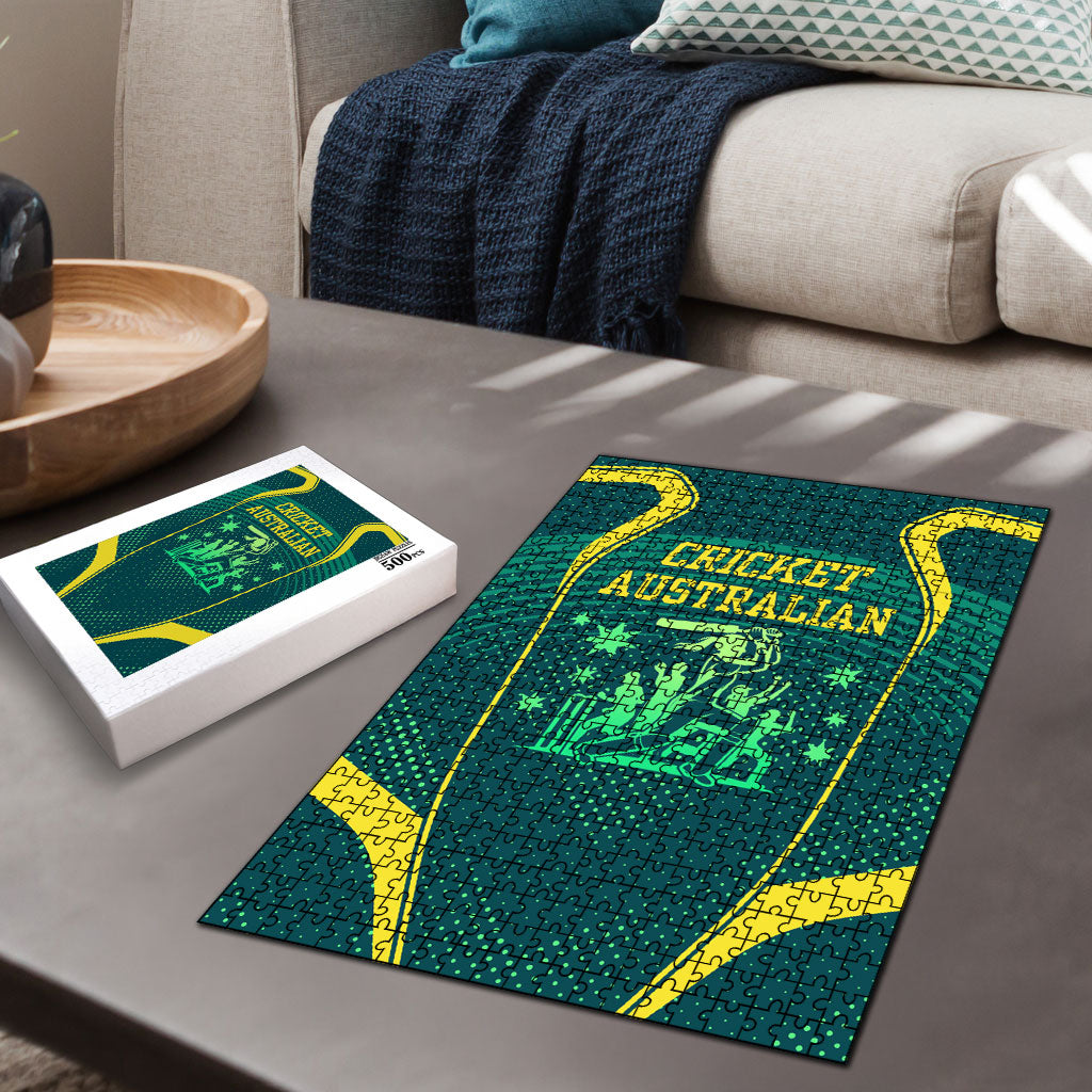 Australian Cricket Puzzle Dark Green Halftone Tech Graphic - Southern Cross Stars