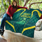 Australian Cricket Quilt Dark Green Halftone Tech Graphic - Southern Cross Stars