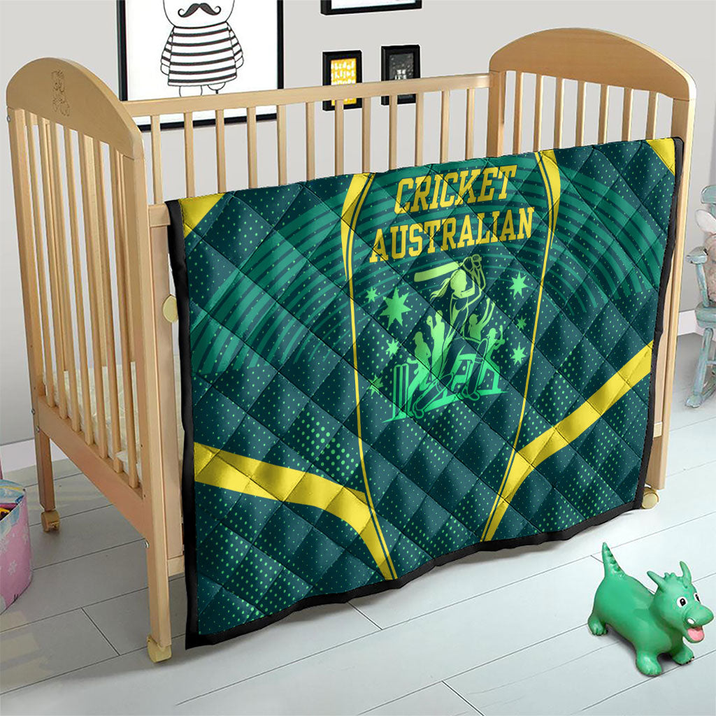 Australian Cricket Quilt Dark Green Halftone Tech Graphic - Southern Cross Stars