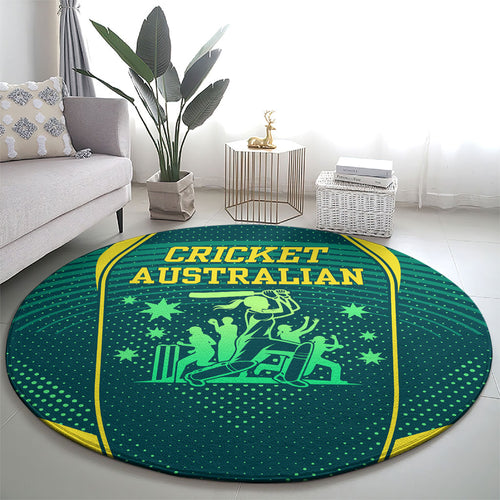 Australian Cricket Round Carpet Dark Green Halftone Tech Graphic - Southern Cross Stars