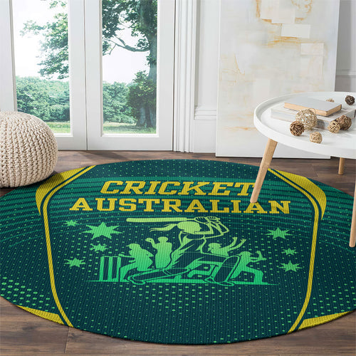 Australian Cricket Round Carpet Dark Green Halftone Tech Graphic - Southern Cross Stars