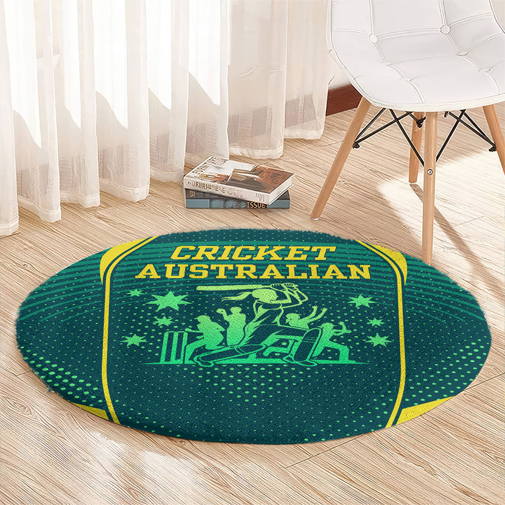Australian Cricket Round Carpet Dark Green Halftone Tech Graphic - Southern Cross Stars