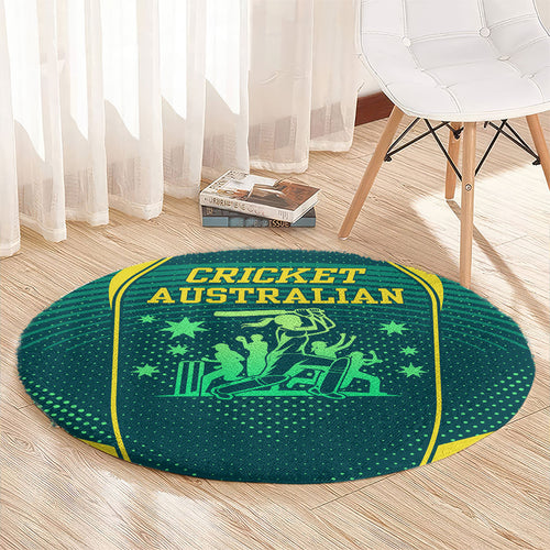 Australian Cricket Round Carpet Dark Green Halftone Tech Graphic - Southern Cross Stars