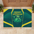 Australian Cricket Rubber Doormat Dark Green Halftone Tech Graphic - Southern Cross Stars