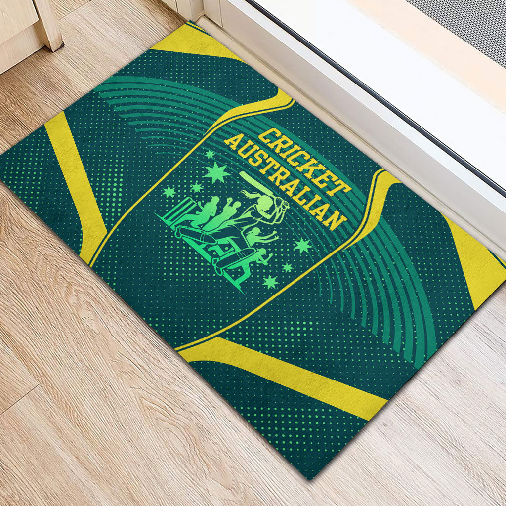 Australian Cricket Rubber Doormat Dark Green Halftone Tech Graphic - Southern Cross Stars