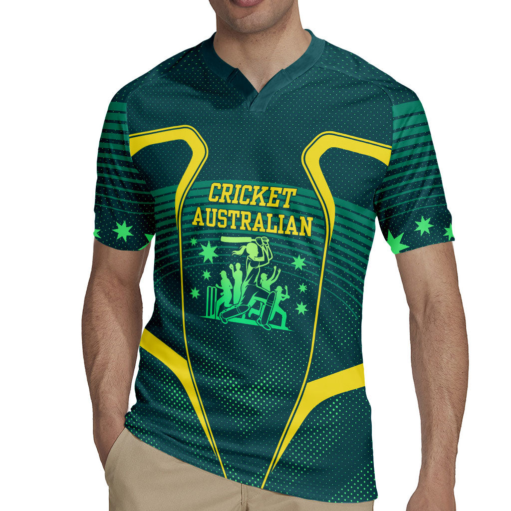 Australian Cricket Rugby Jersey Dark Green Halftone Tech Graphic - Southern Cross Stars