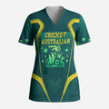 Australian Cricket Scrub Top Dark Green Halftone Tech Graphic - Southern Cross Stars