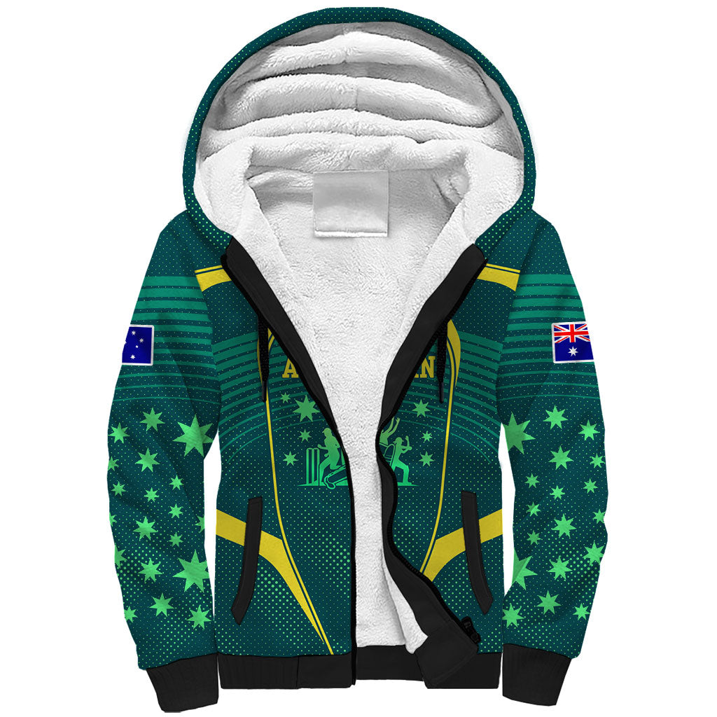 Australian Cricket Sherpa Hoodie Dark Green Halftone Tech Graphic - Southern Cross Stars