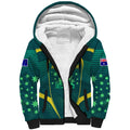 Australian Cricket Sherpa Hoodie Dark Green Halftone Tech Graphic - Southern Cross Stars